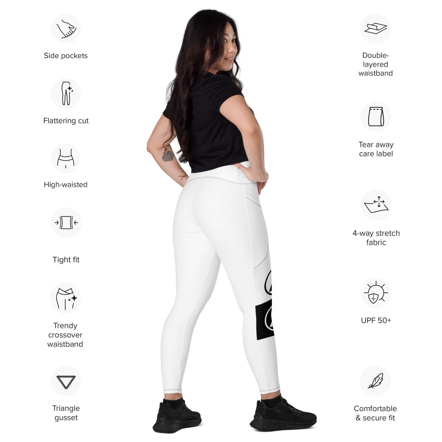 Crossover leggings with pockets
