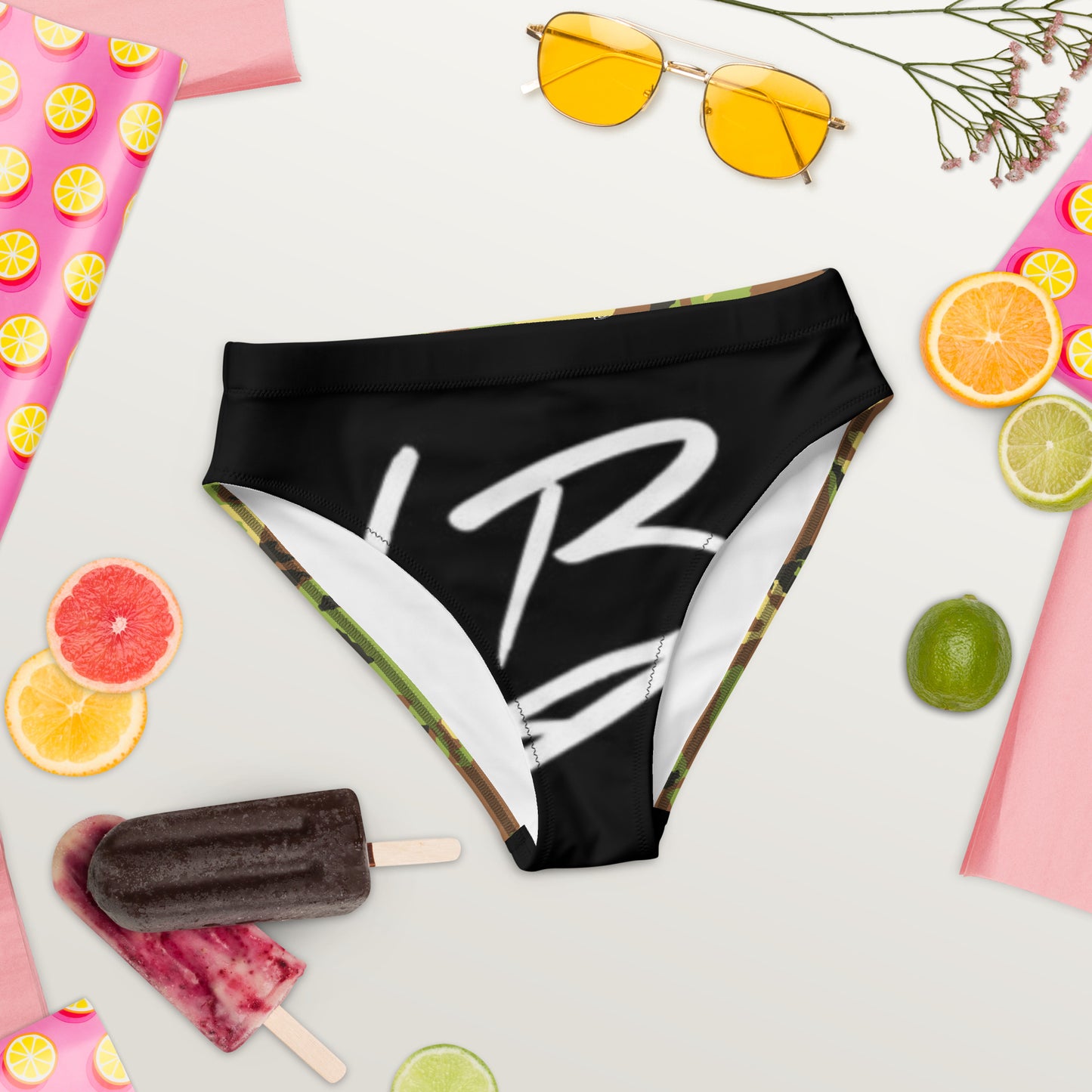 Recycled high-waisted bikini bottom