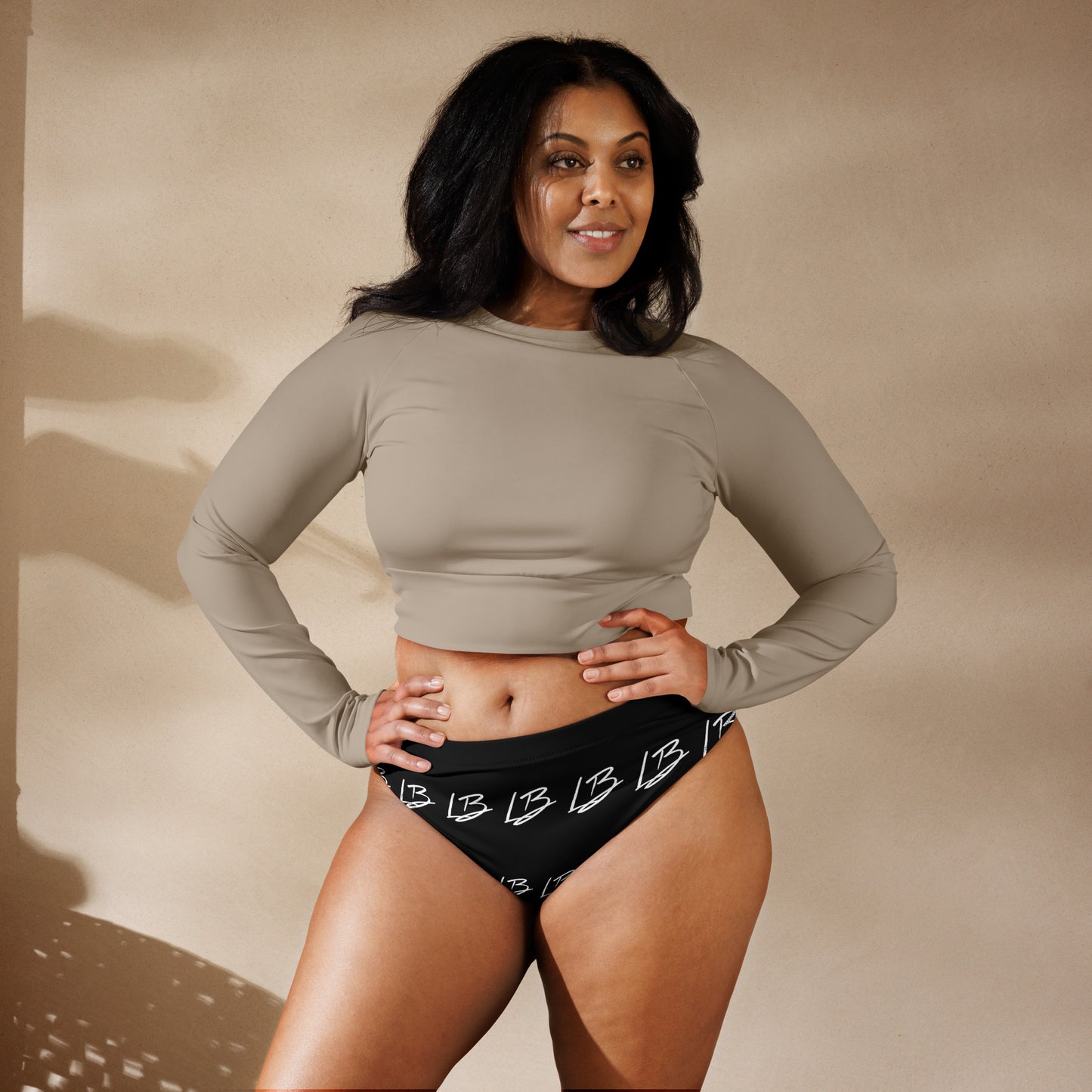 Recycled high-waisted bikini bottom