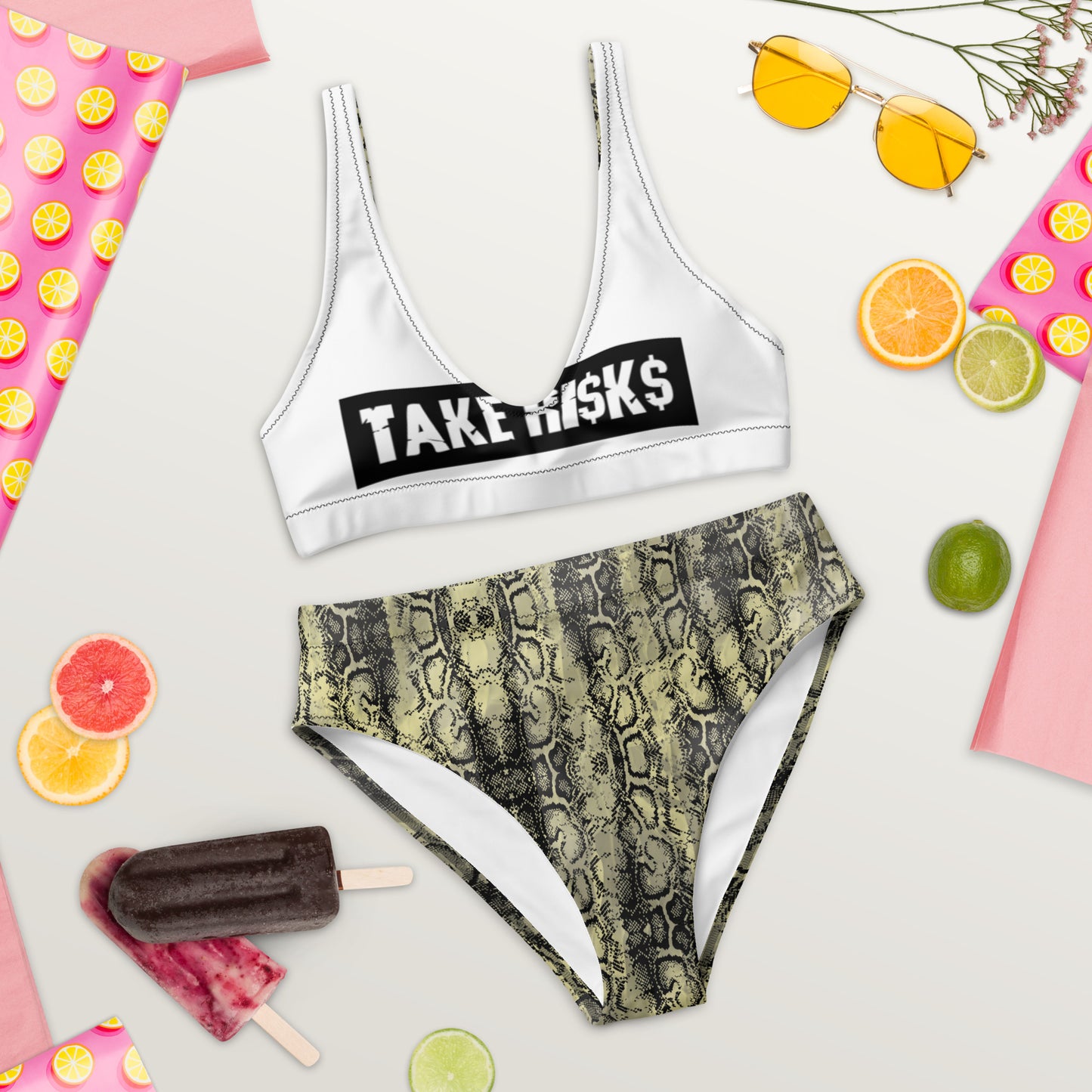 Recycled high-waisted bikini takee risks