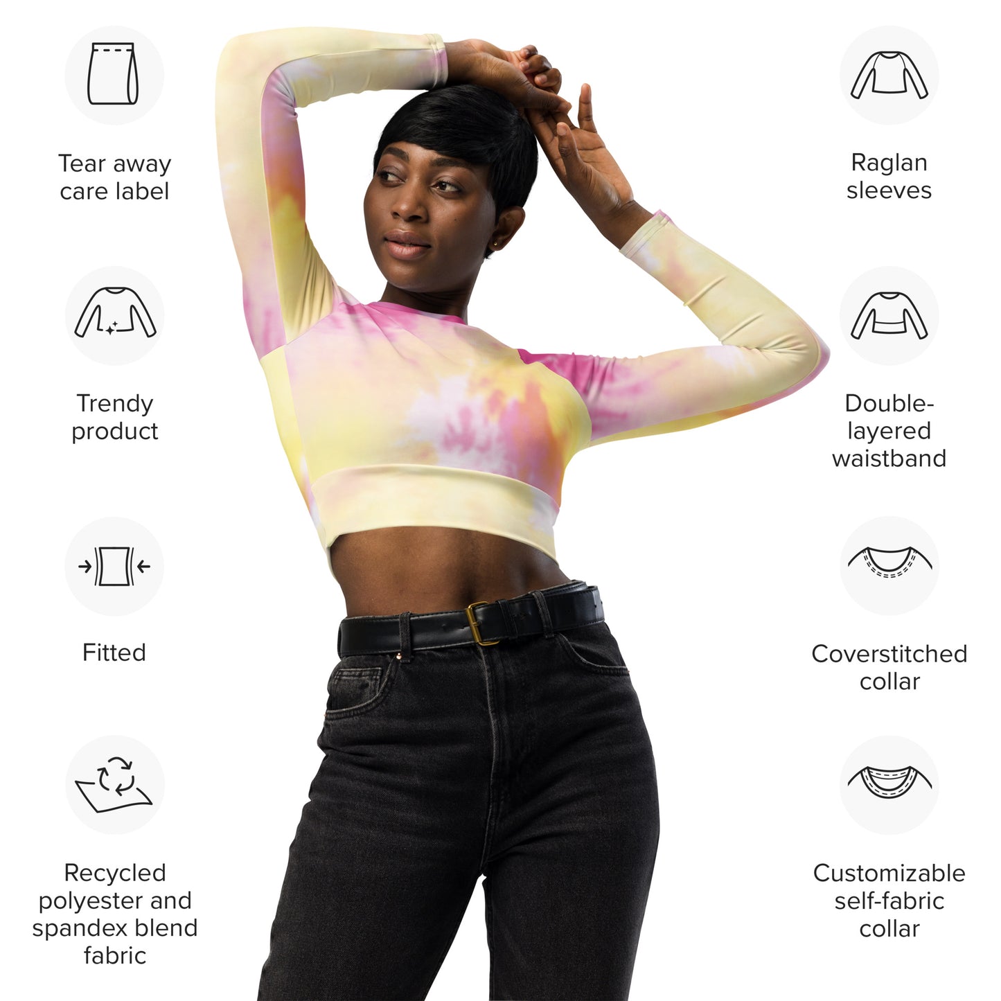 Recycled long-sleeve crop top