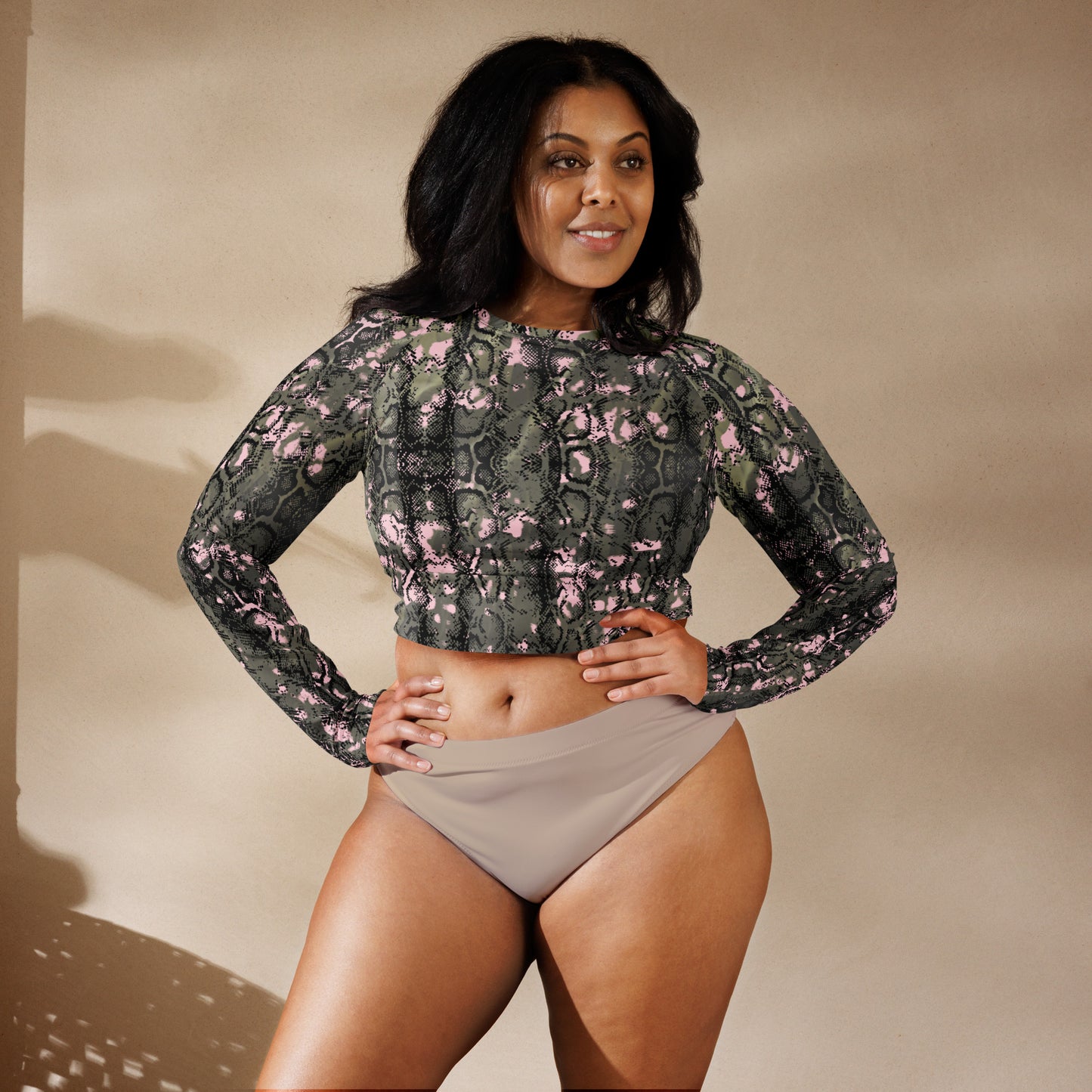 Recycled long-sleeve crop top