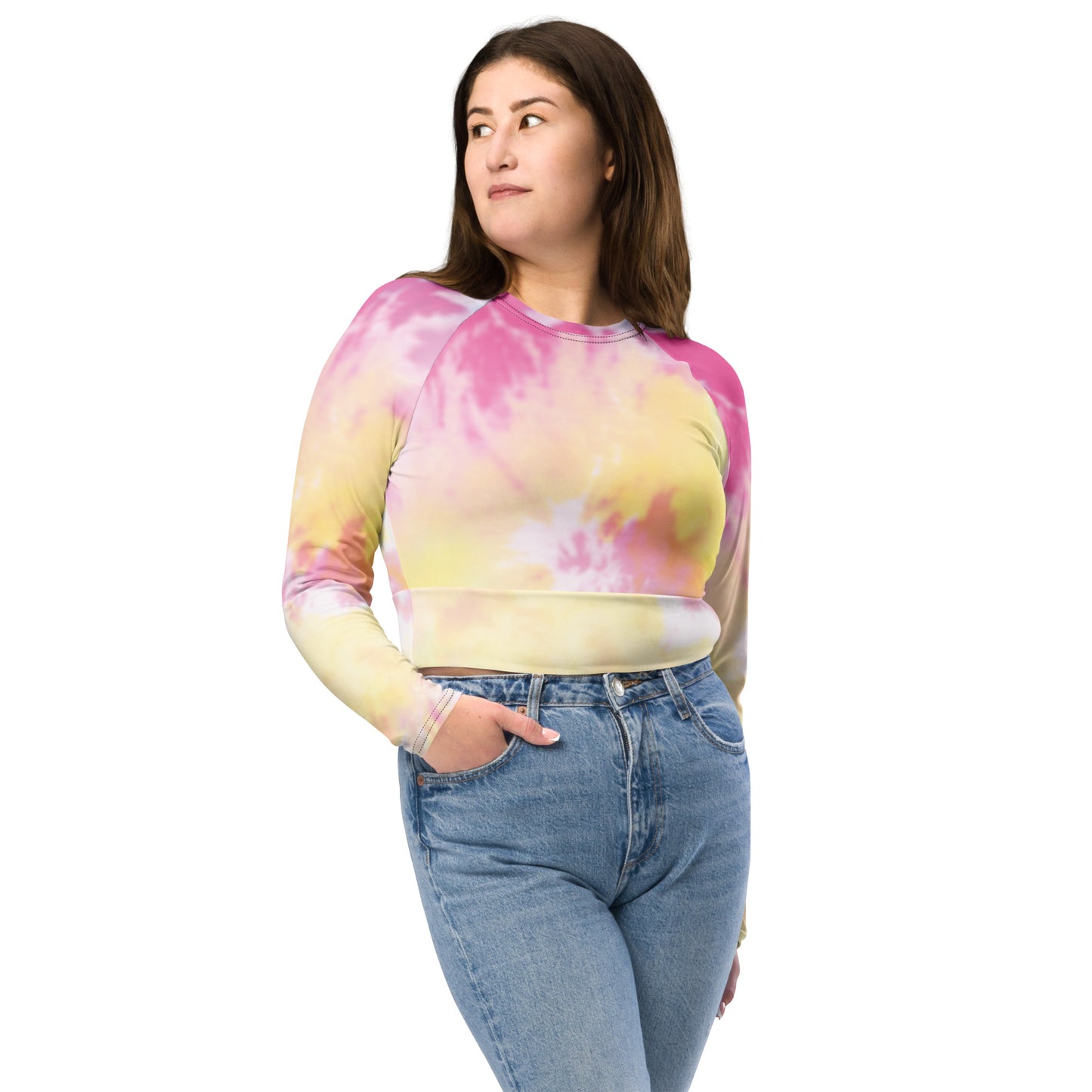Recycled long-sleeve crop top