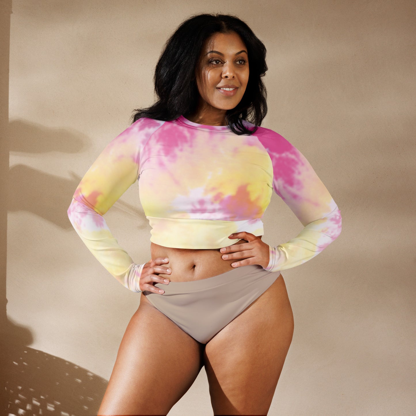 Recycled long-sleeve crop top