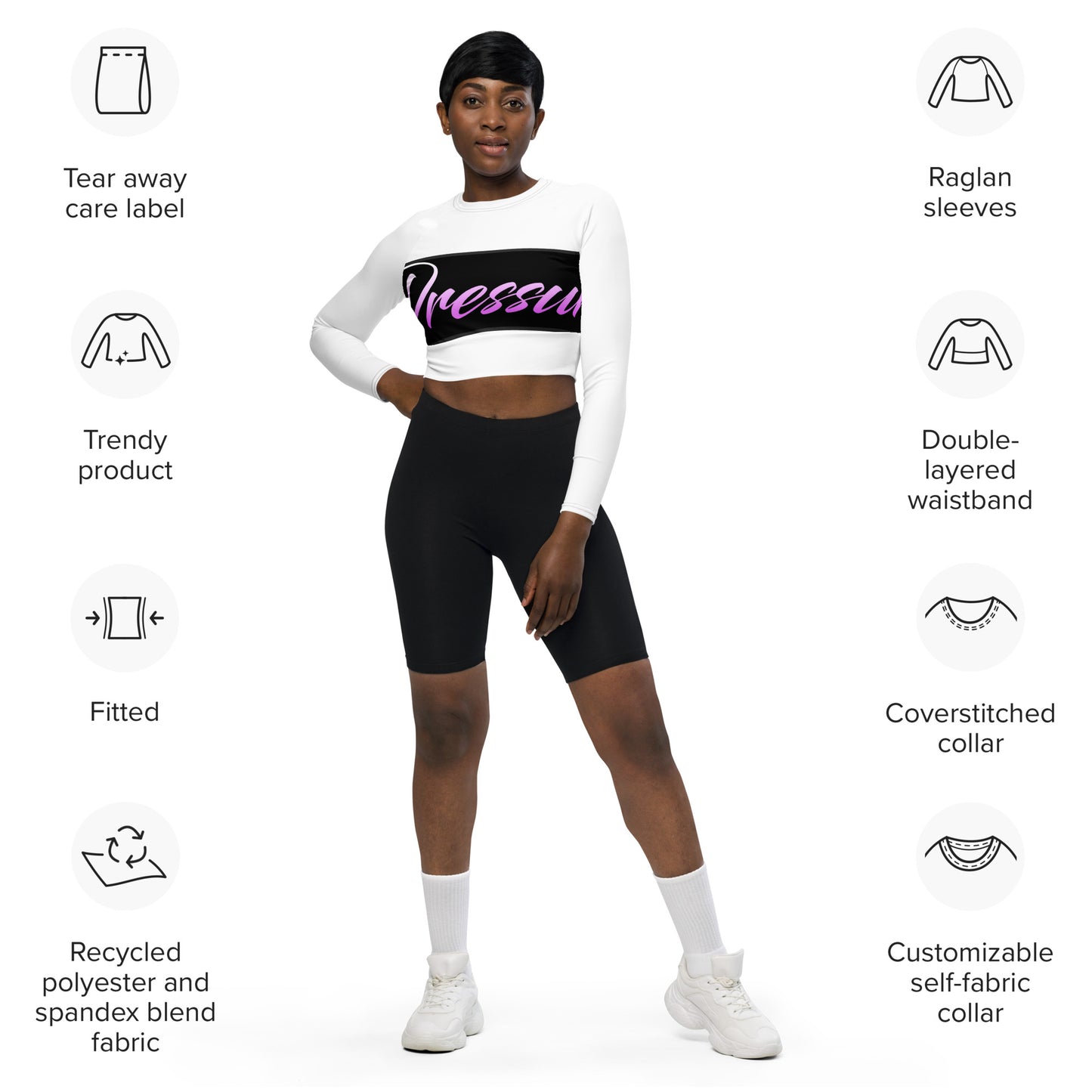Recycled long-sleeve crop top