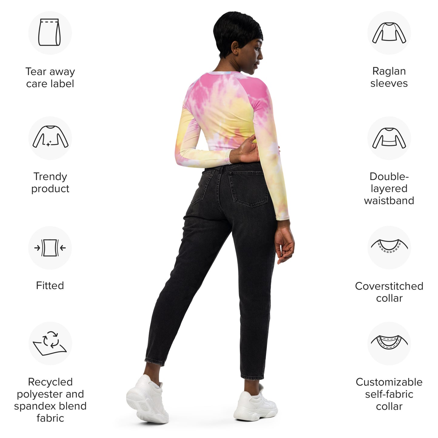 Recycled long-sleeve crop top