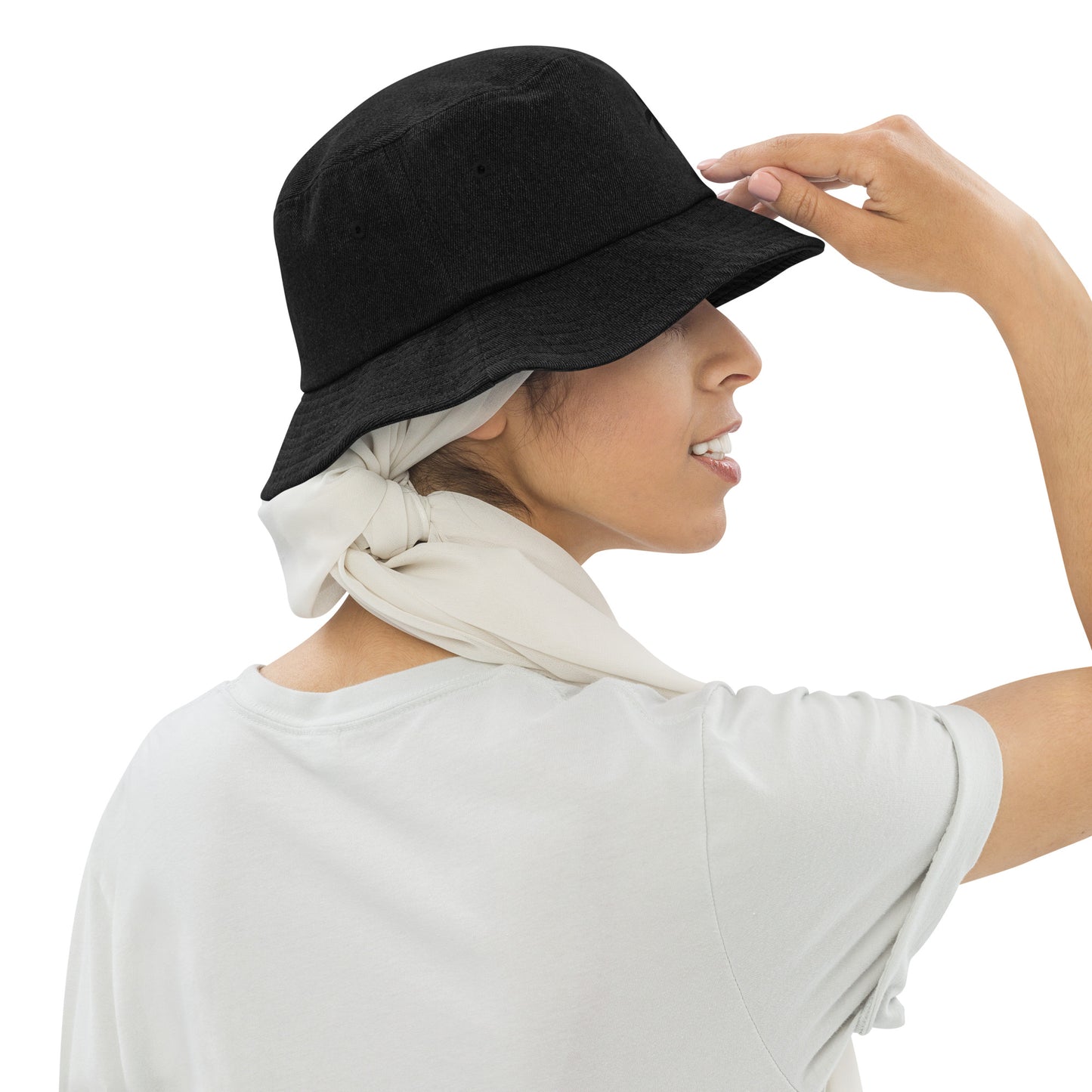 Denim bucket hat palm