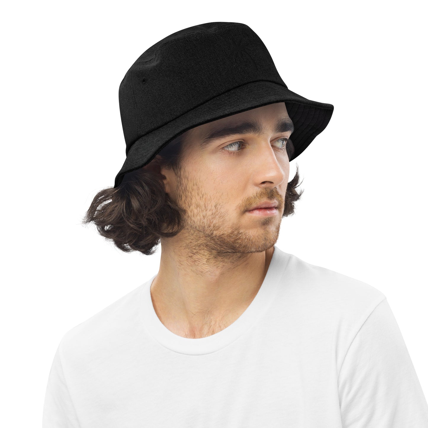 Denim bucket hat palm