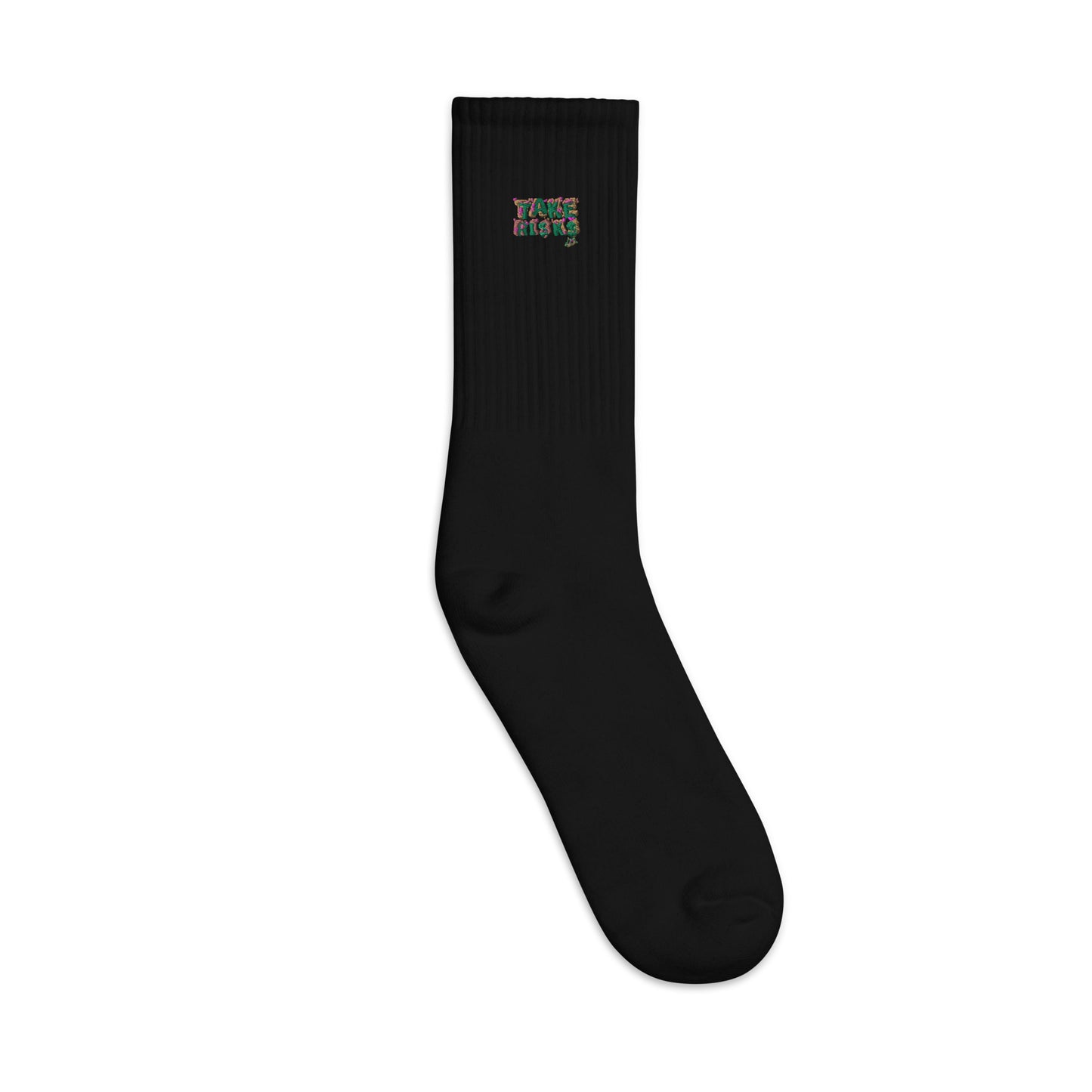 Embroidered socks take risks1