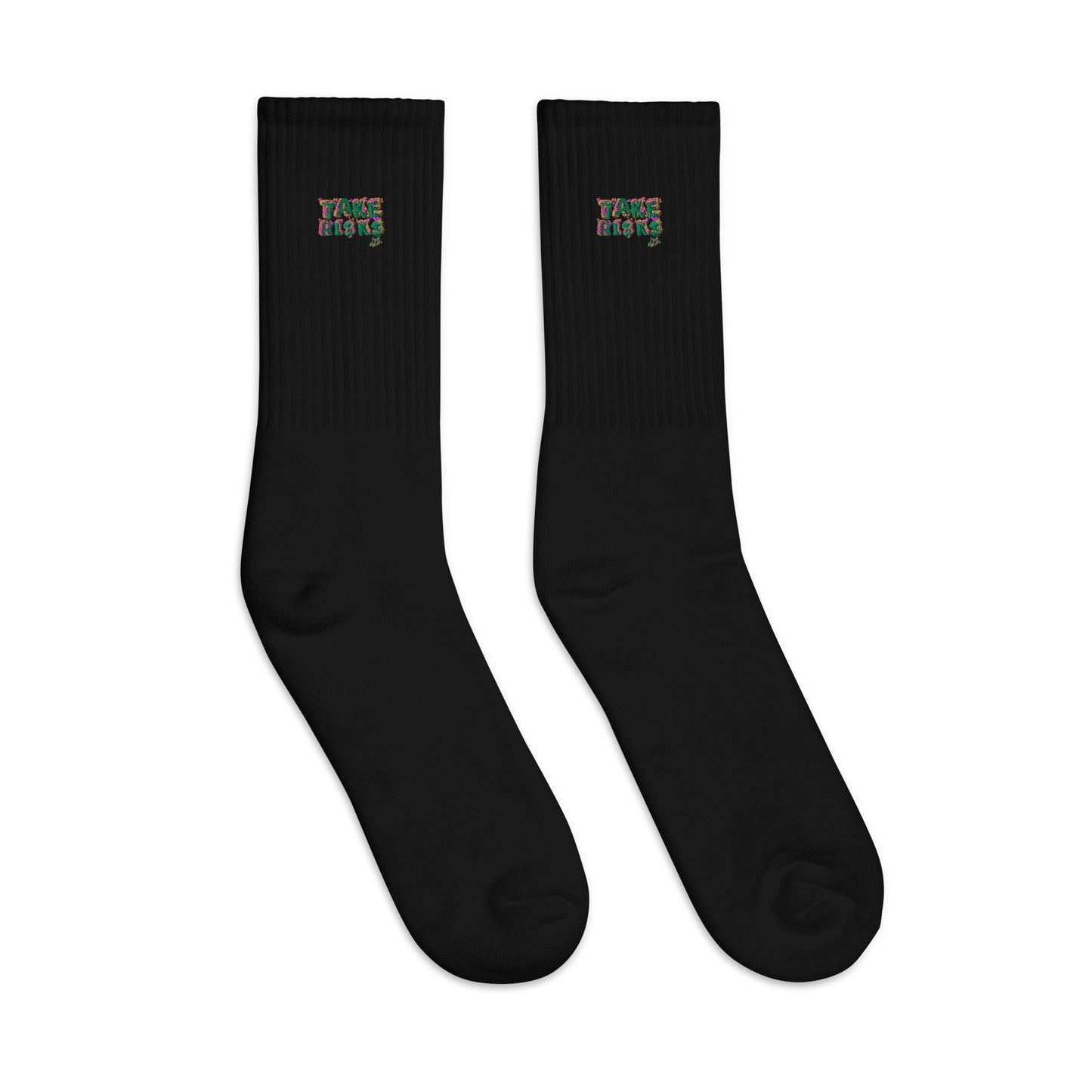 Embroidered socks take risks1