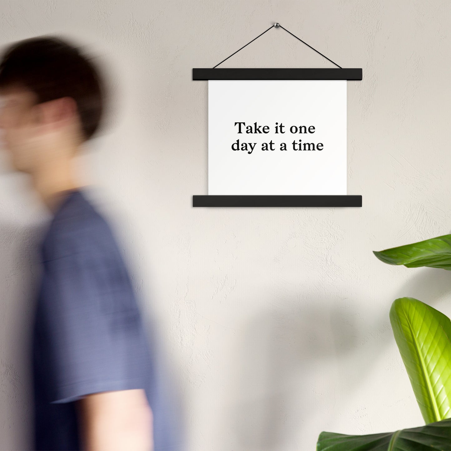 Poster with hangers take it