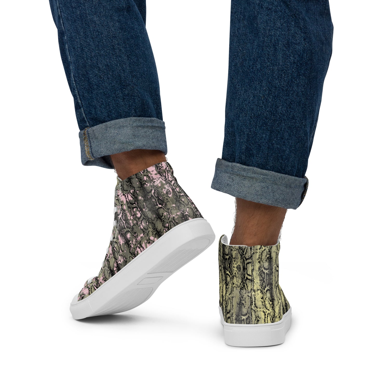 Men’s high top canvas shoes mix match snakey