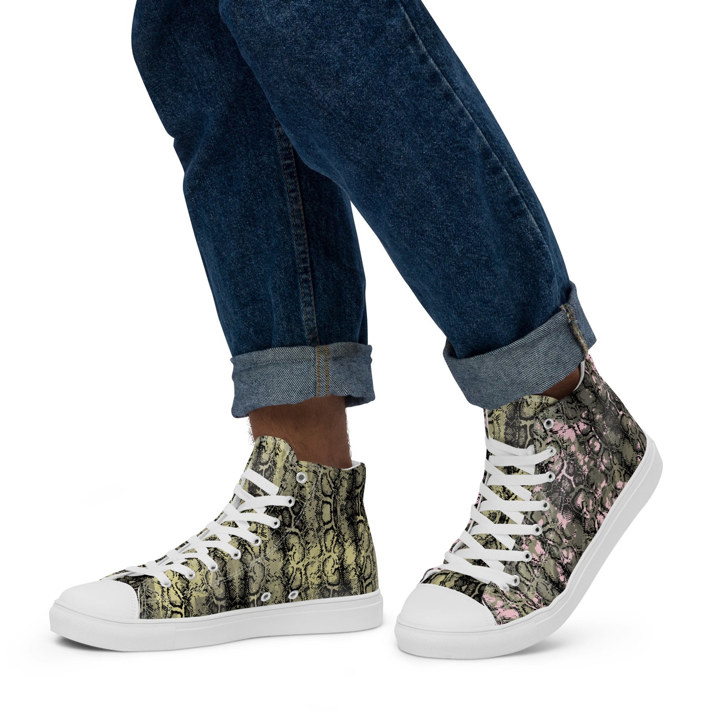 Men’s high top canvas shoes mix match snakey