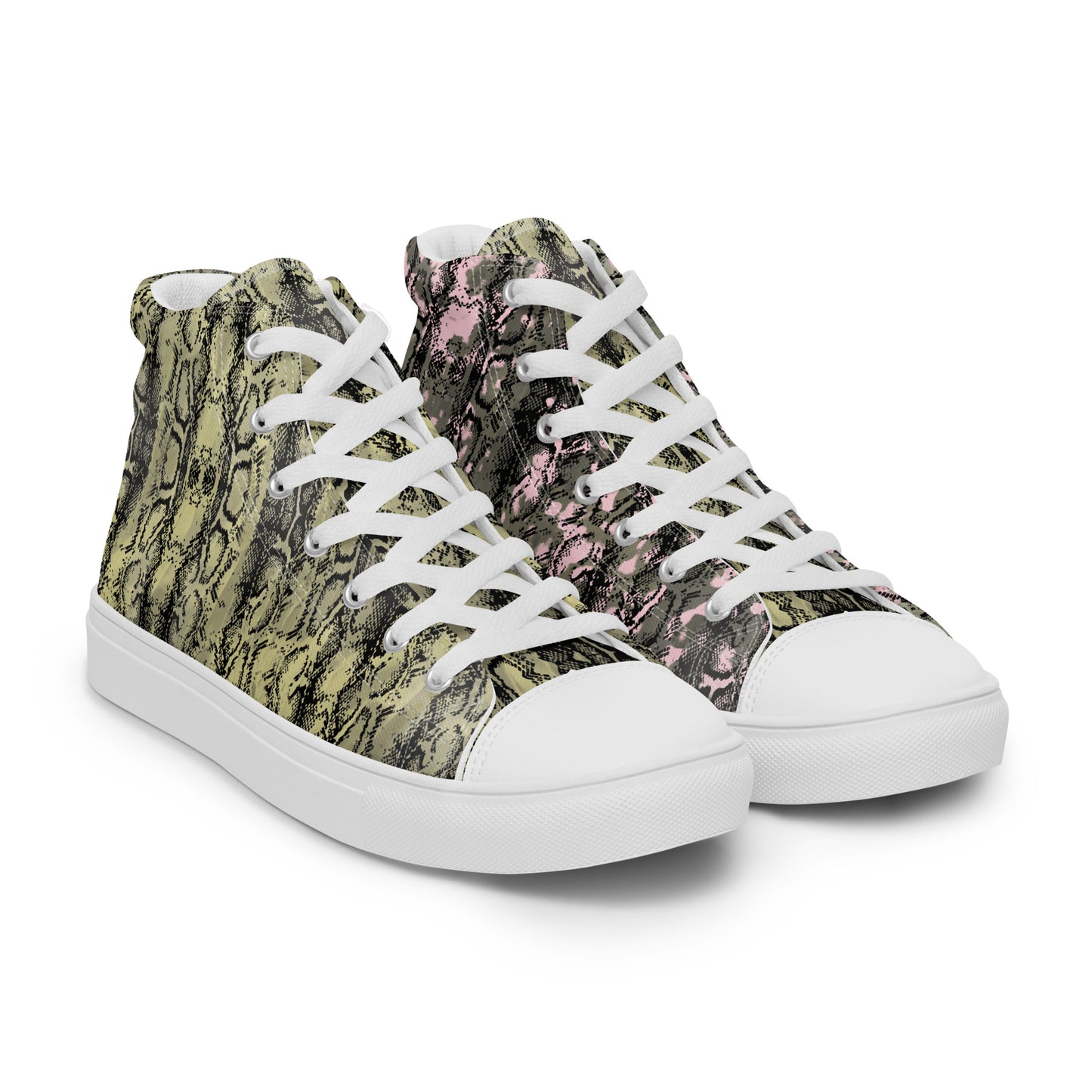 Men’s high top canvas shoes mix match snakey