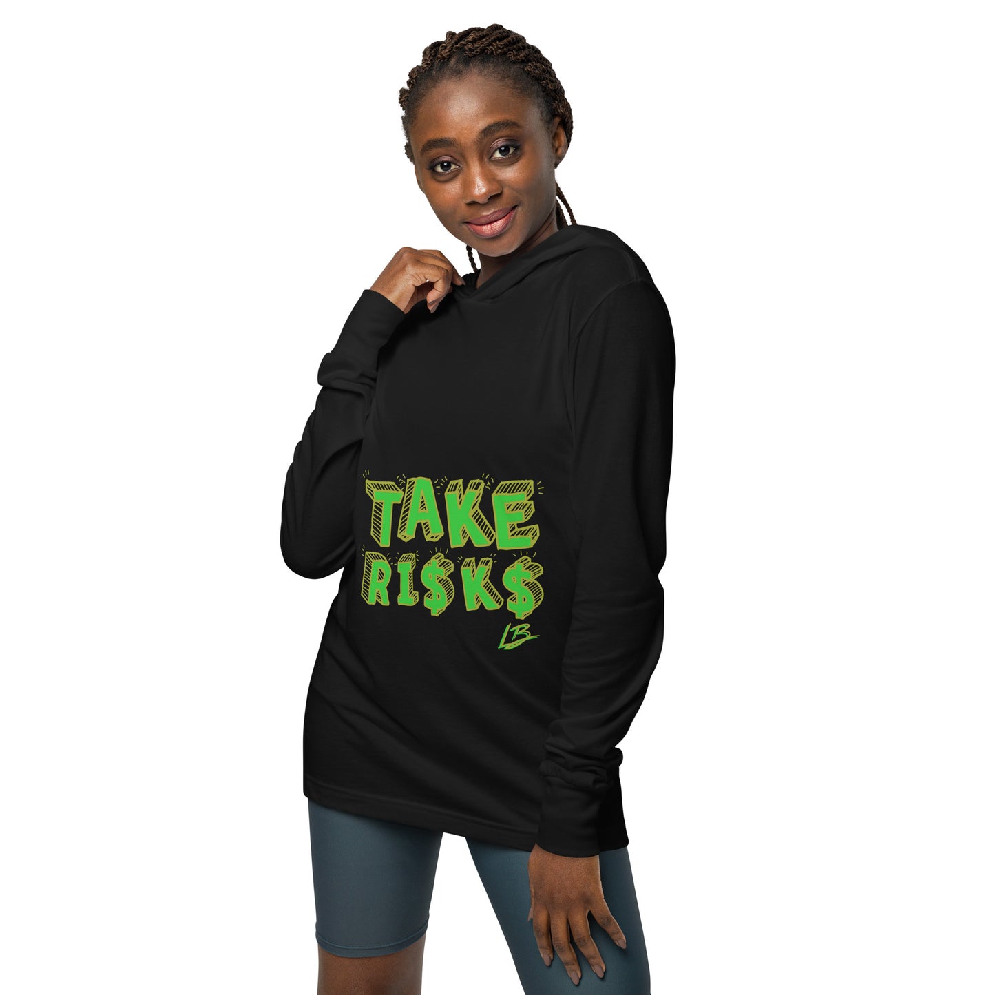 Hooded long-sleeve tee low hanging takerisks