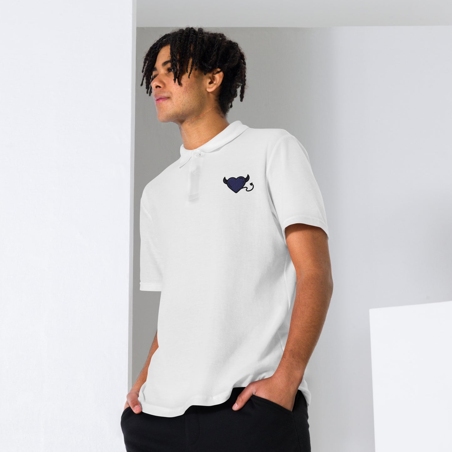 Blue devil heartUnisex pique polo shirt