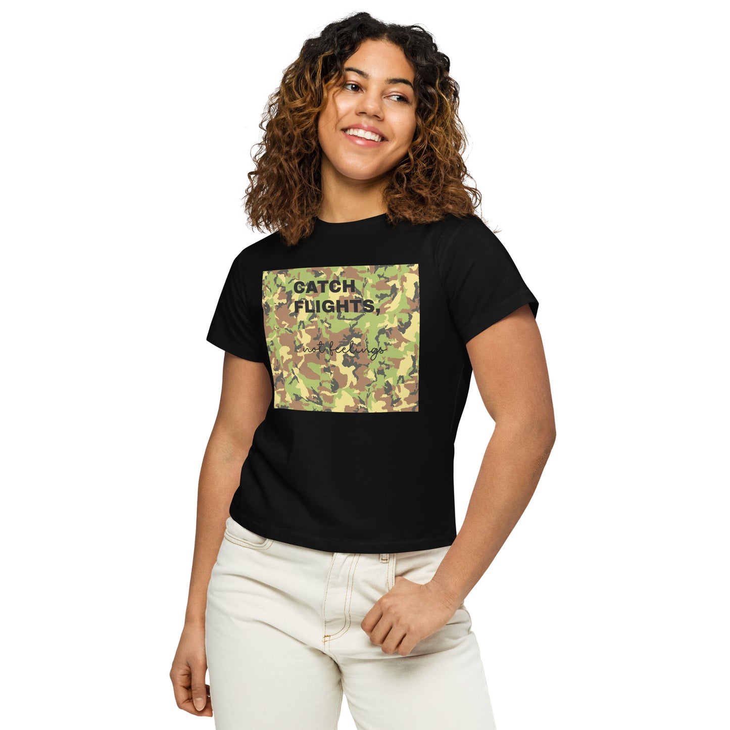 Feelings not flightsWomen’s high-waisted t-shirt