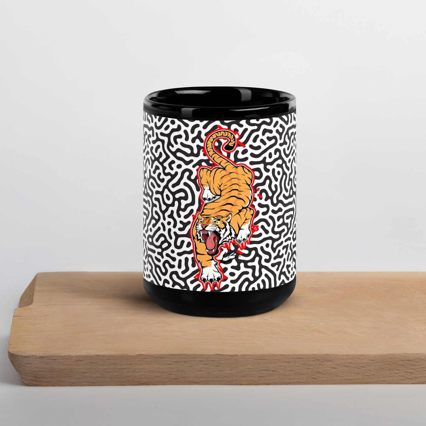 Black Glossy Mug tiger