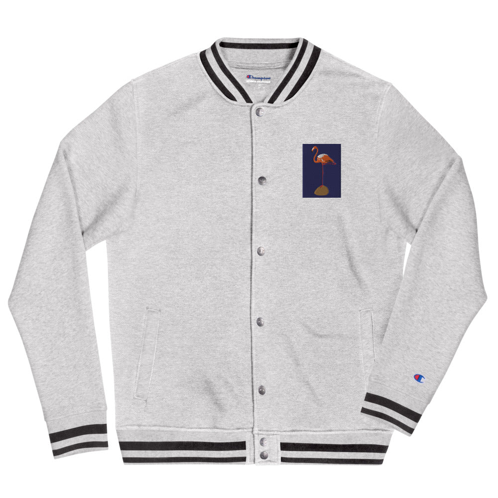 Embroidered Champion Bomber Jacket flamingo