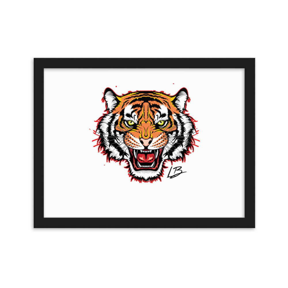 Framed matte paper poster tiger front