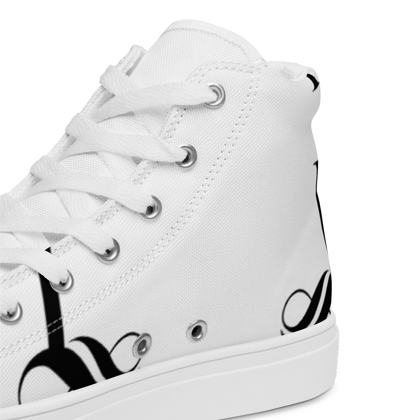 Men’s high top canvas shoes large facing big cursive L
