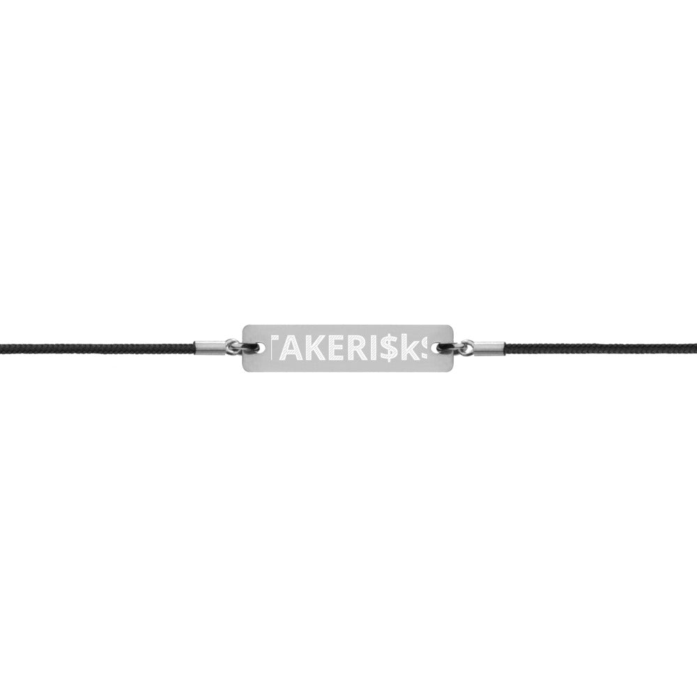 Engraved Silver Bar String Bracelet