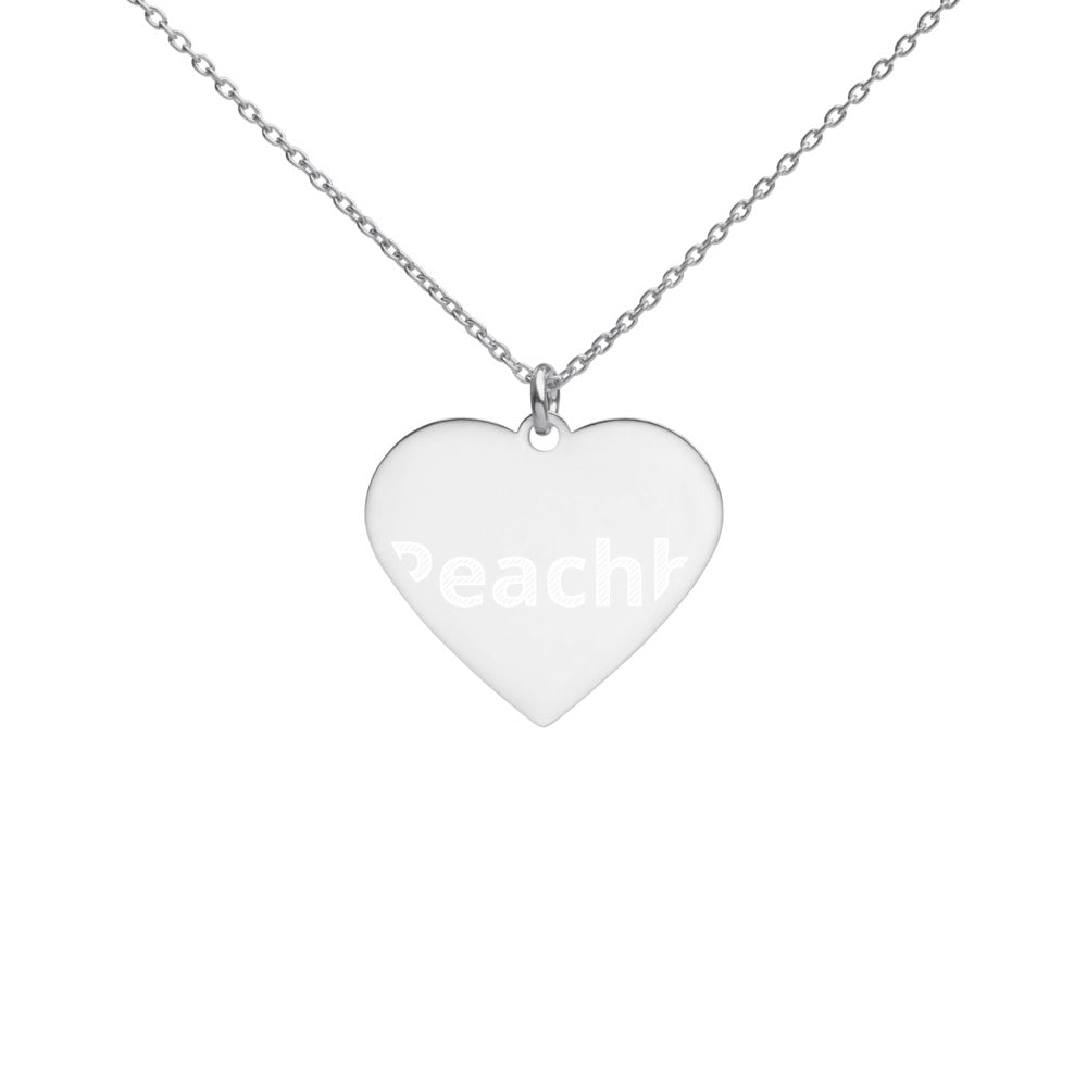 Engraved Silver Heart NecklaceREALPEACHH