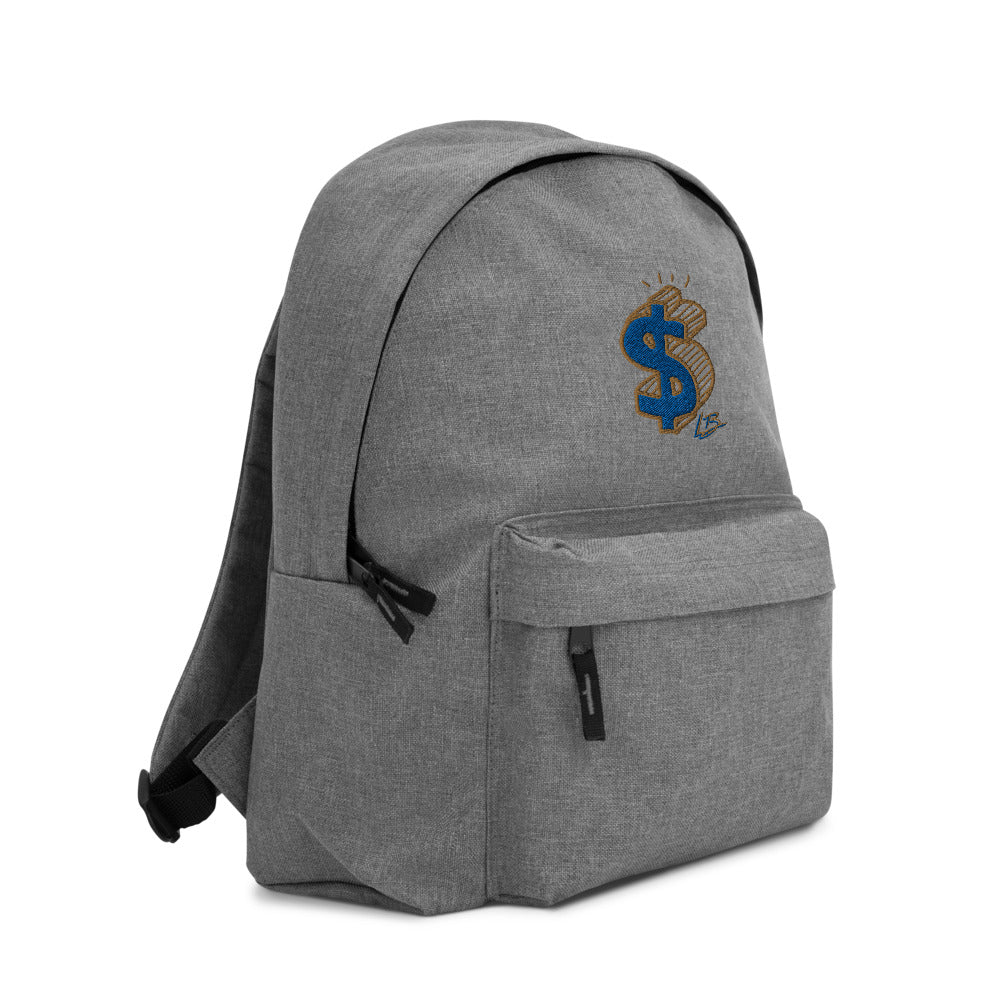 Embroidered Backpack blue money