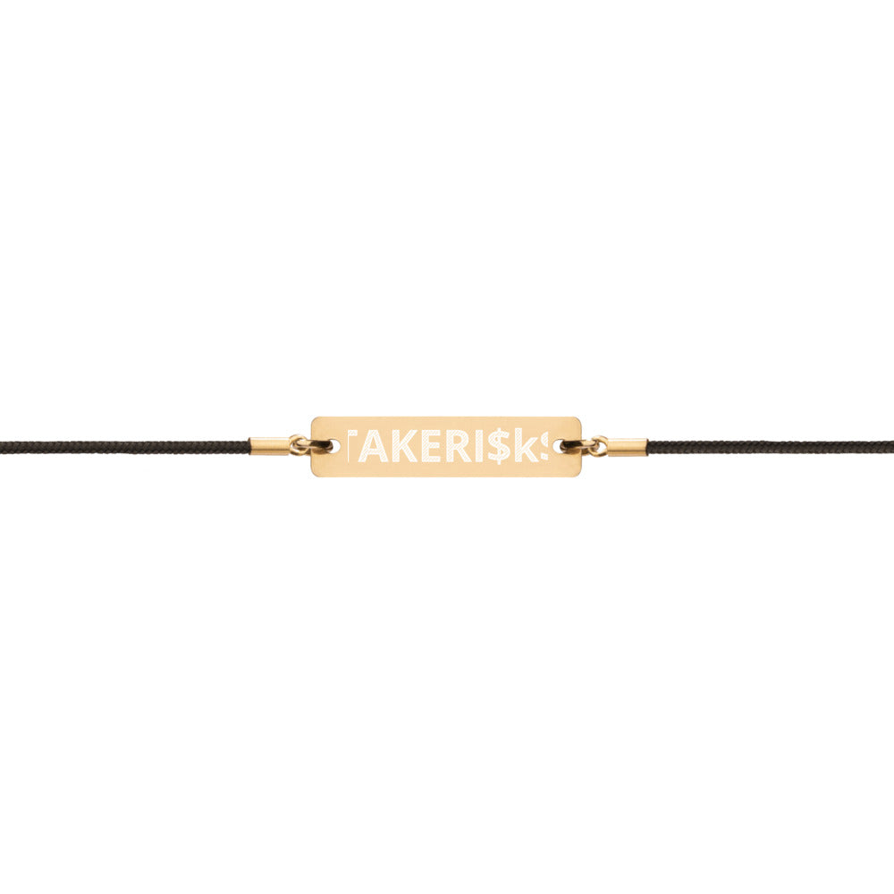 Engraved Silver Bar String Bracelet