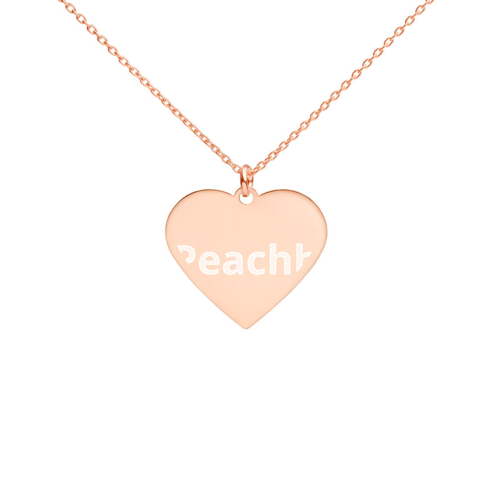 Engraved Silver Heart NecklaceREALPEACHH
