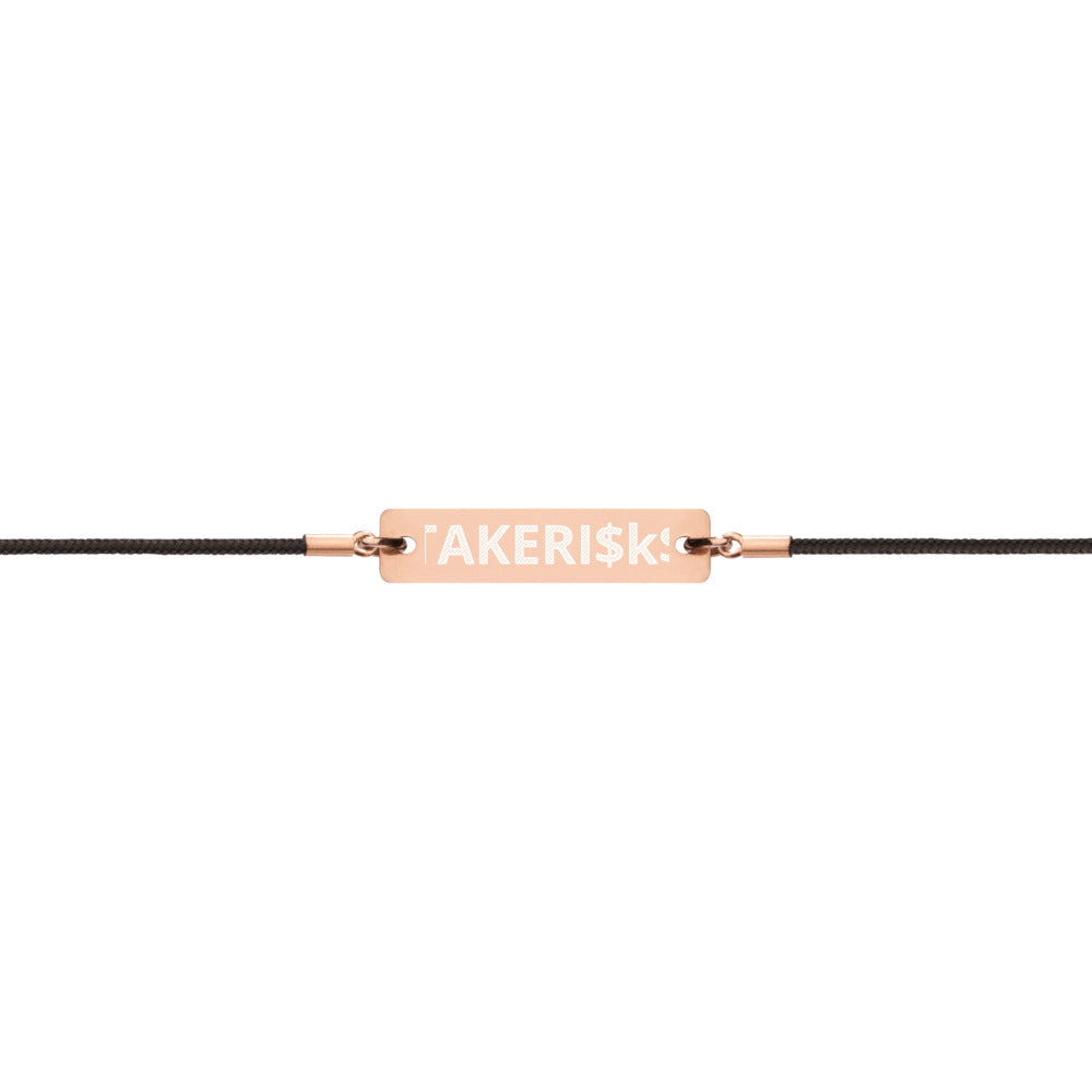 Engraved Silver Bar String Bracelet