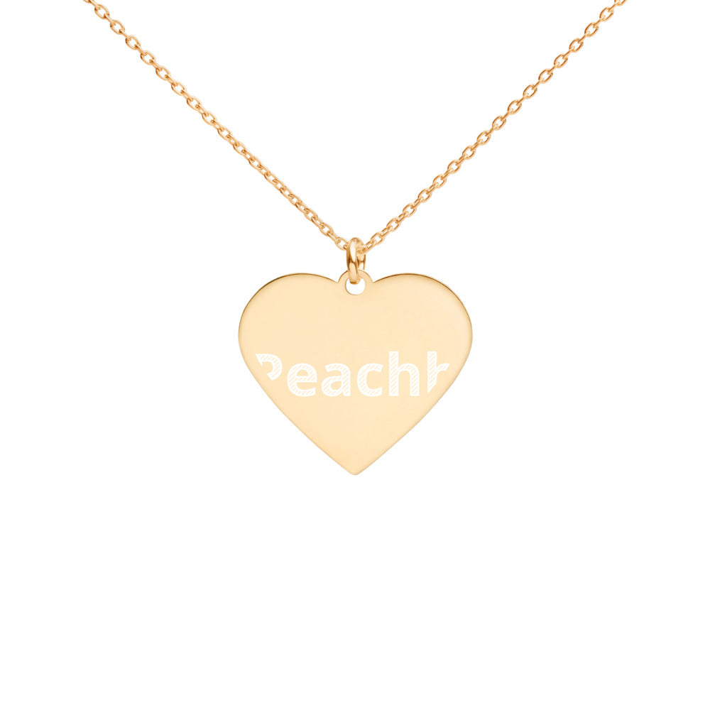 Engraved Silver Heart NecklaceREALPEACHH