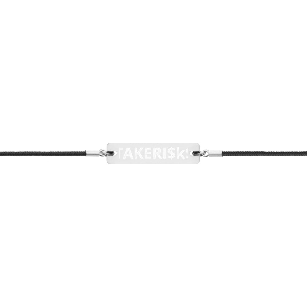 Engraved Silver Bar String Bracelet