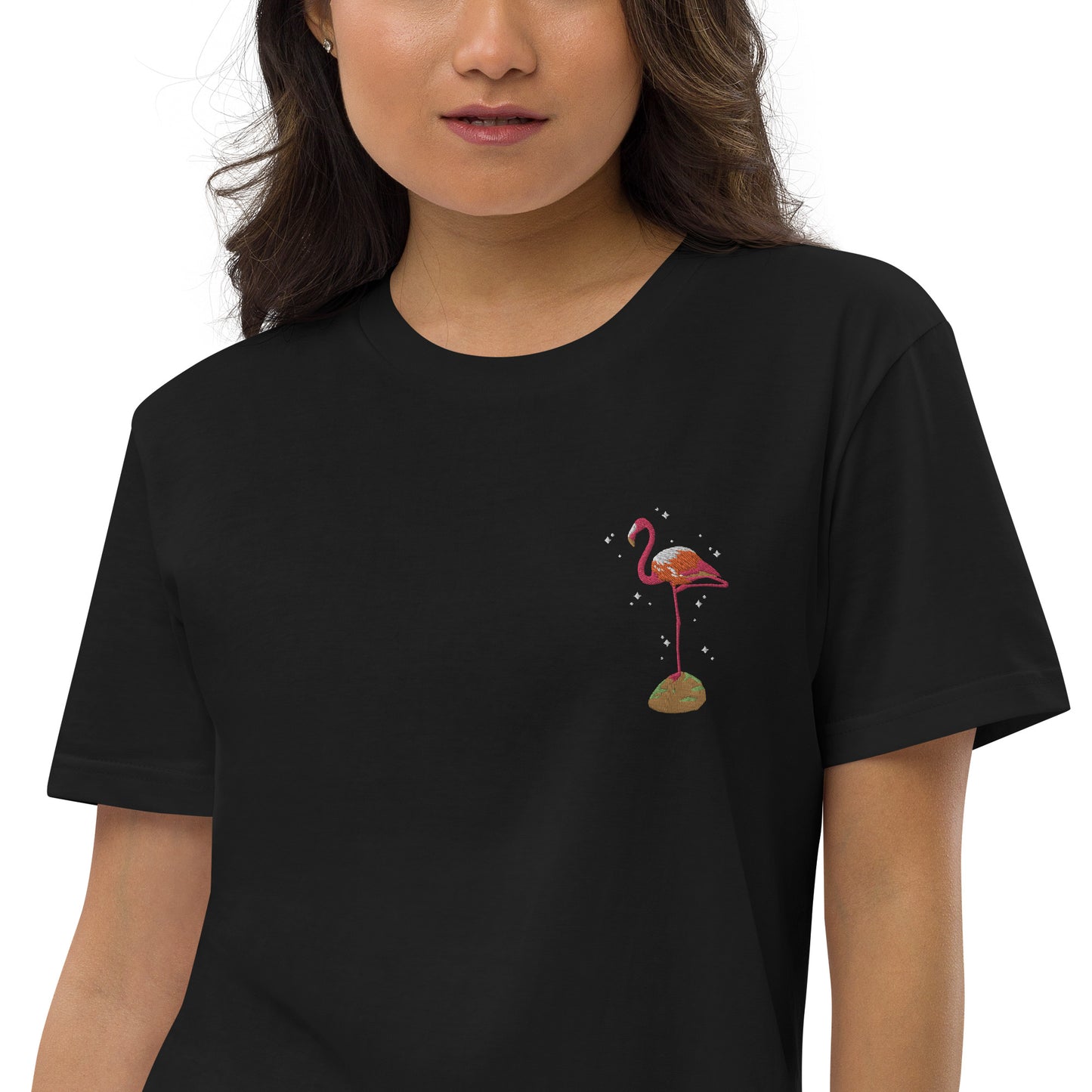 Organic cotton t-shirt dress flamingo 🦩