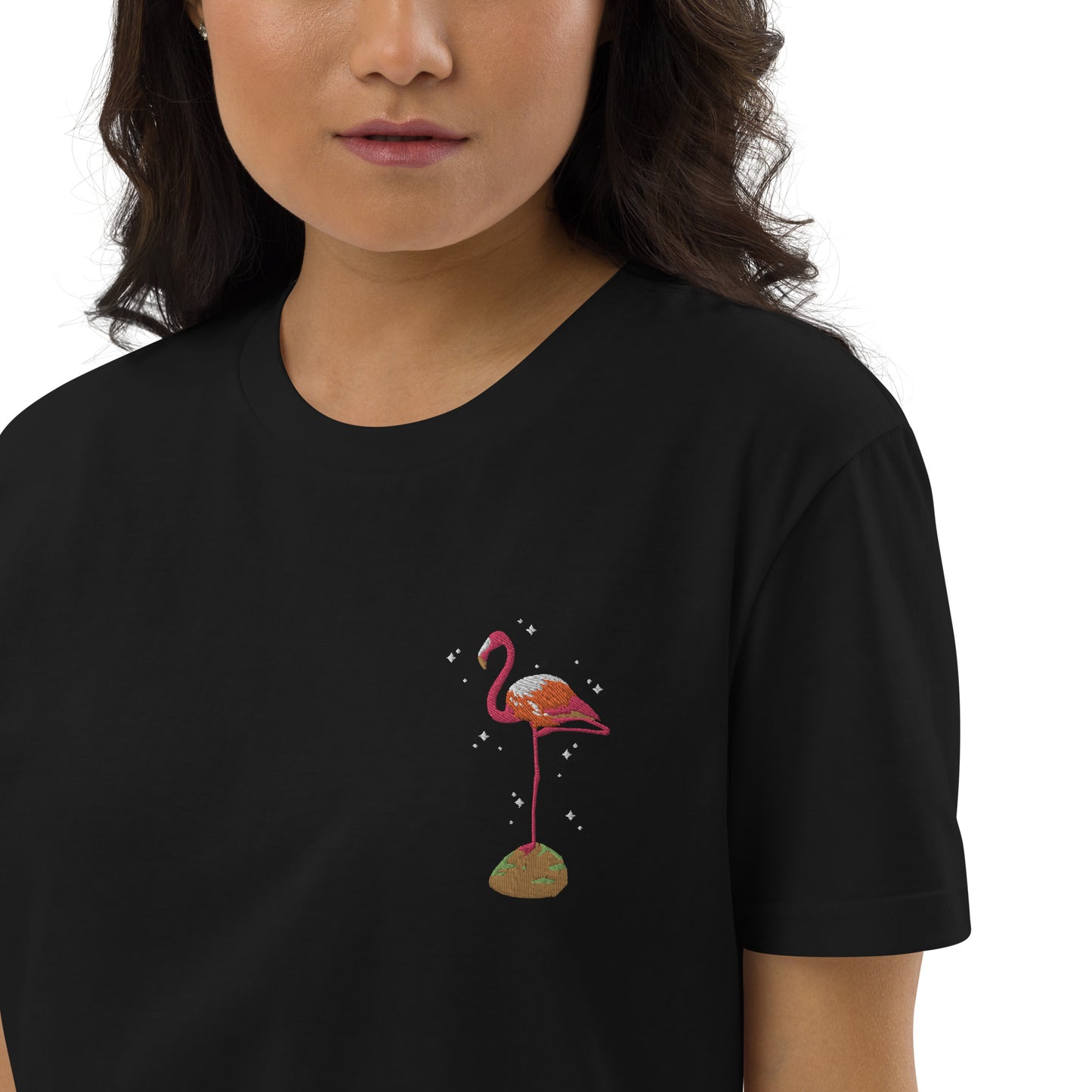 Organic cotton t-shirt dress flamingo 🦩