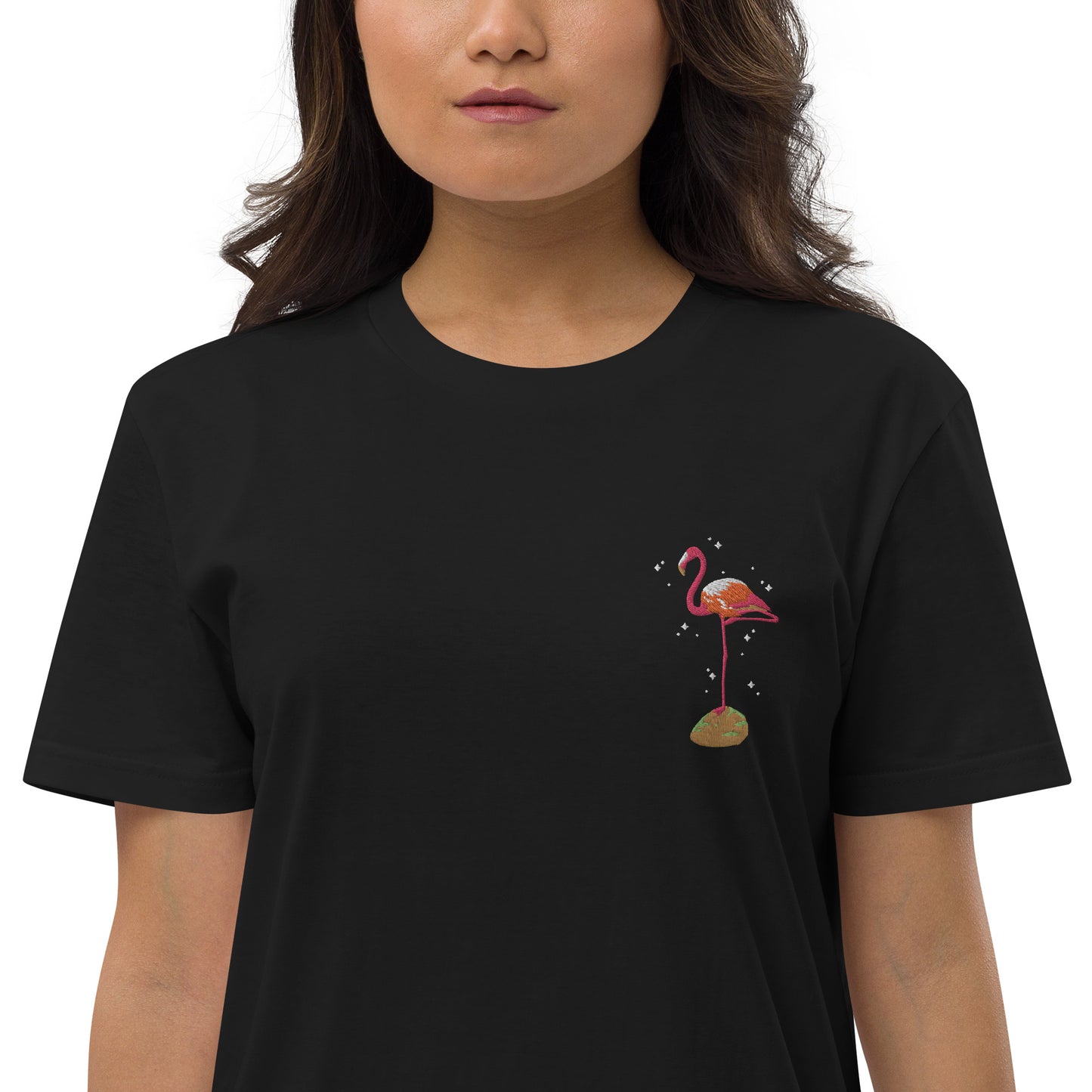Organic cotton t-shirt dress flamingo 🦩