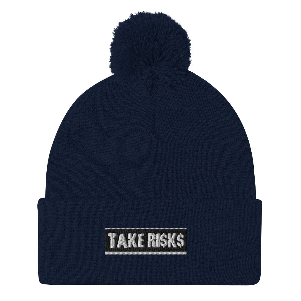 Pom-Pom Beanie TAKERISKS BLAVK SILVER