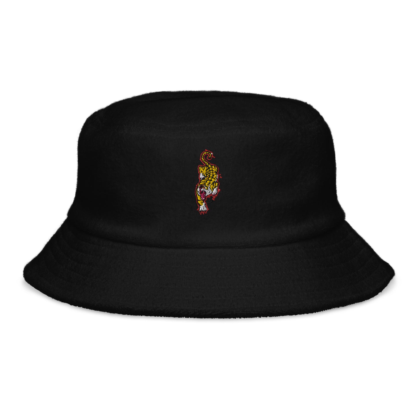 Unstructured terry cloth bucket hat tiger 2