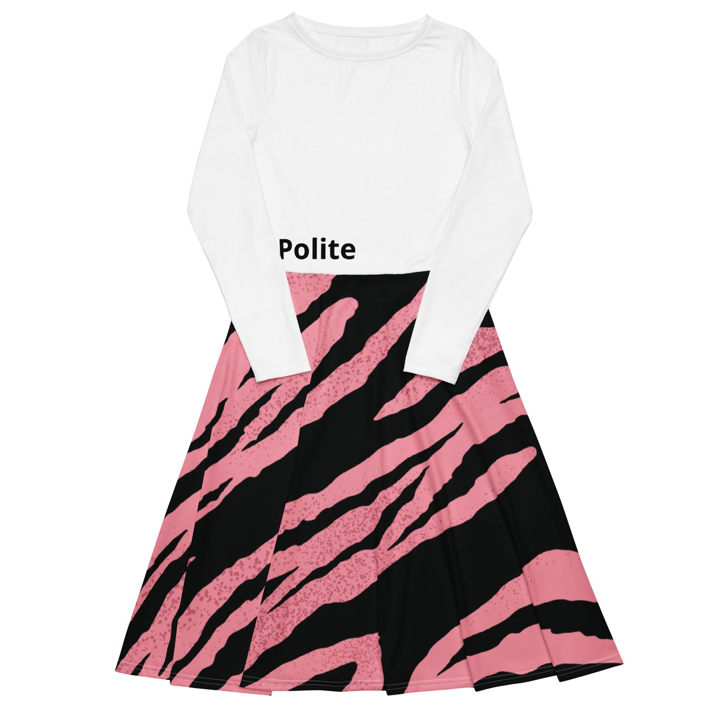 All-over print long sleeve midi dress