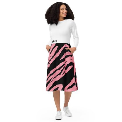All-over print long sleeve midi dress