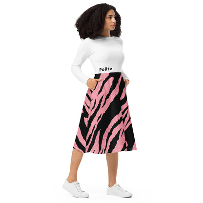 All-over print long sleeve midi dress
