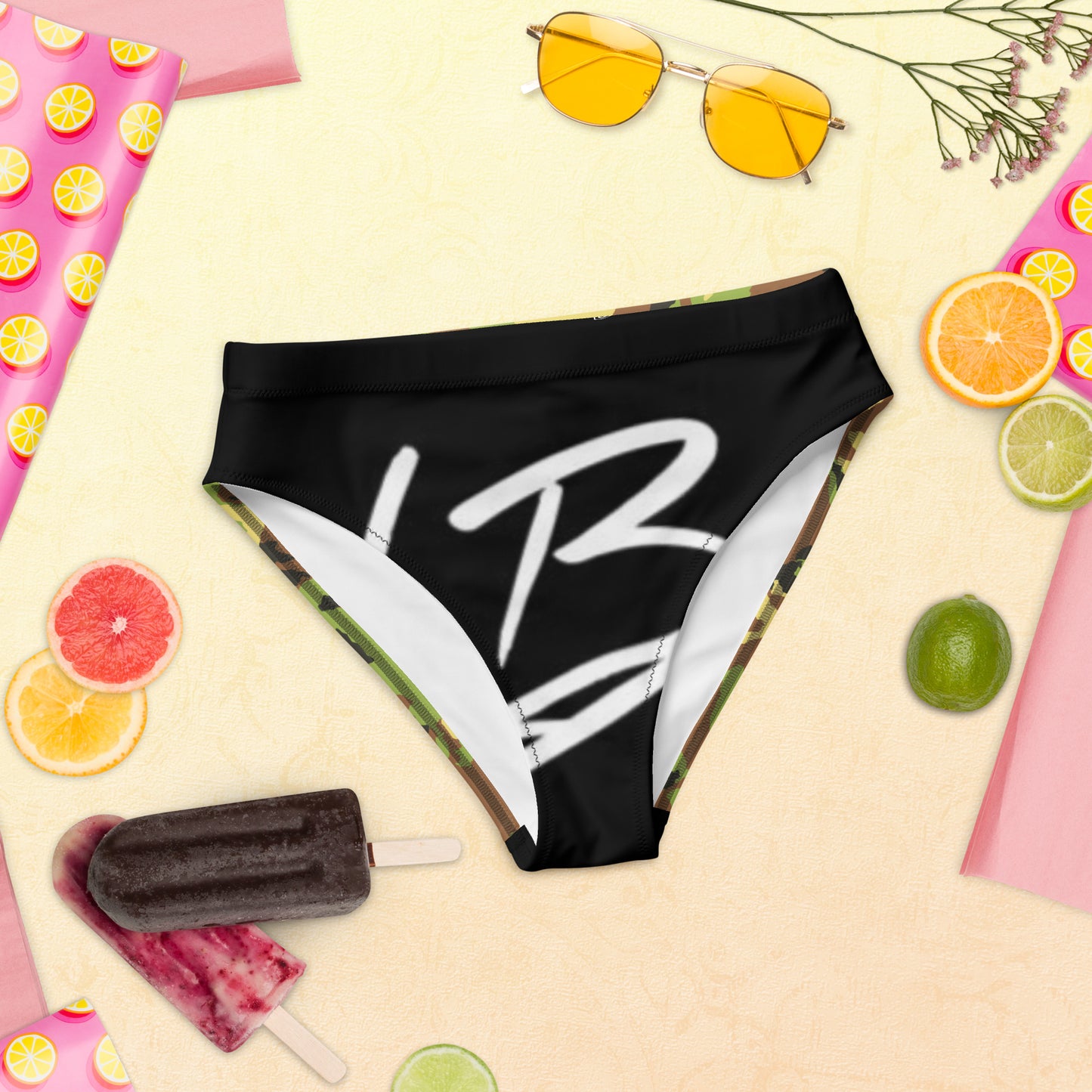 Recycled high-waisted bikini bottom