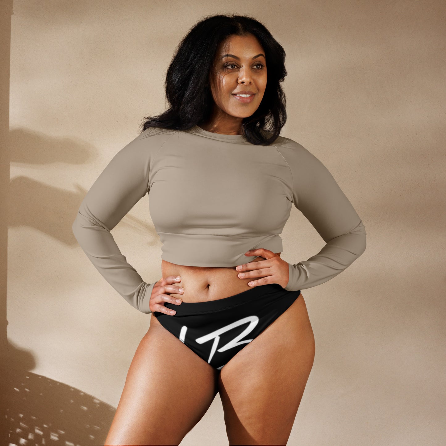 Recycled high-waisted bikini bottom