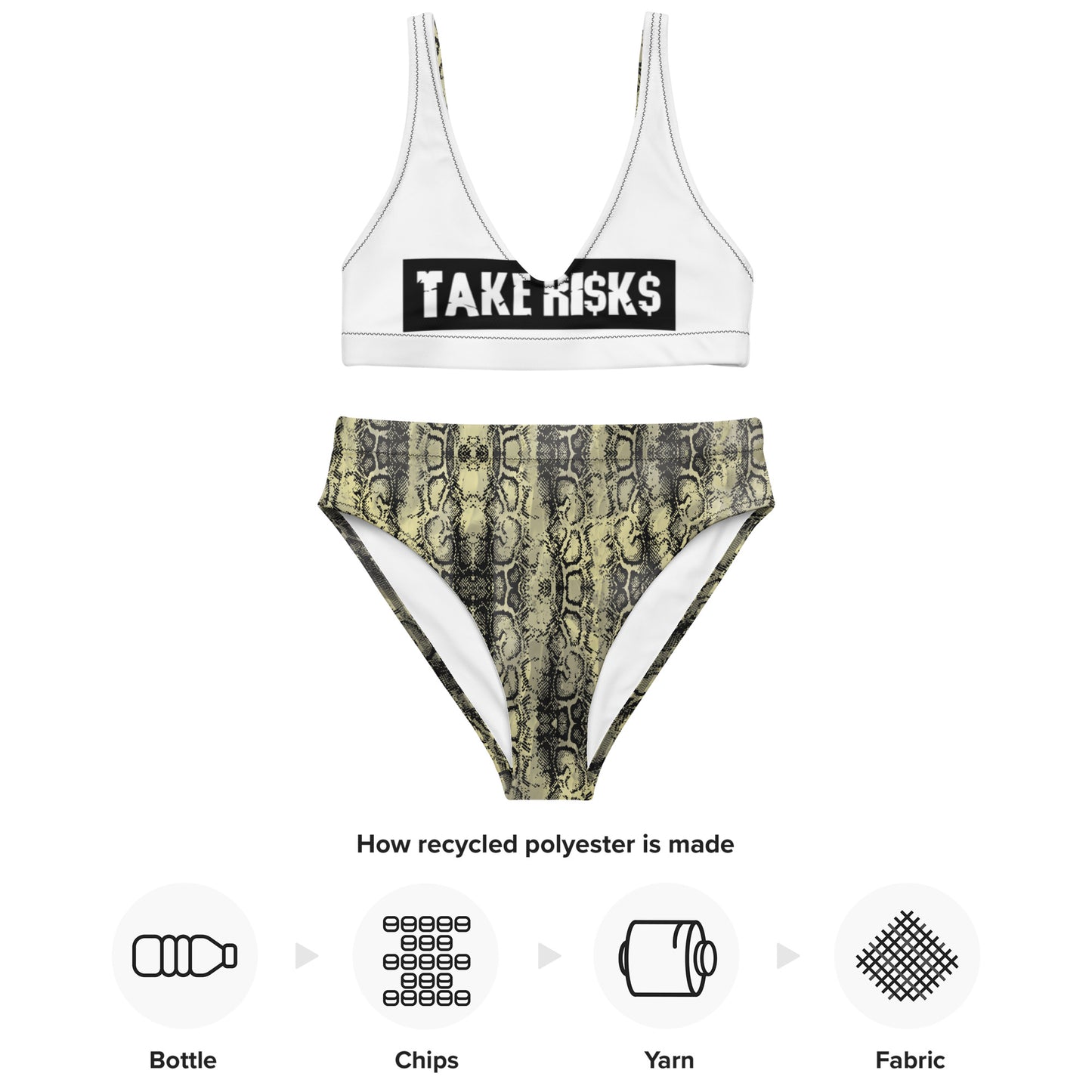Recycled high-waisted bikini takee risks