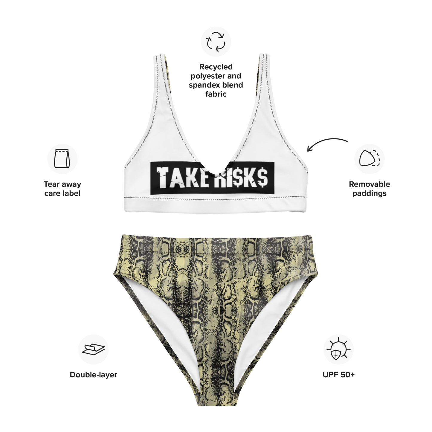 Recycled high-waisted bikini takee risks