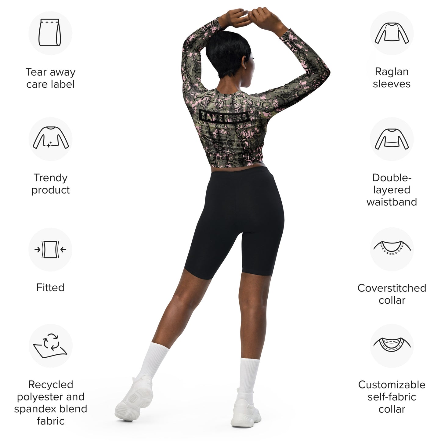 Recycled long-sleeve crop top