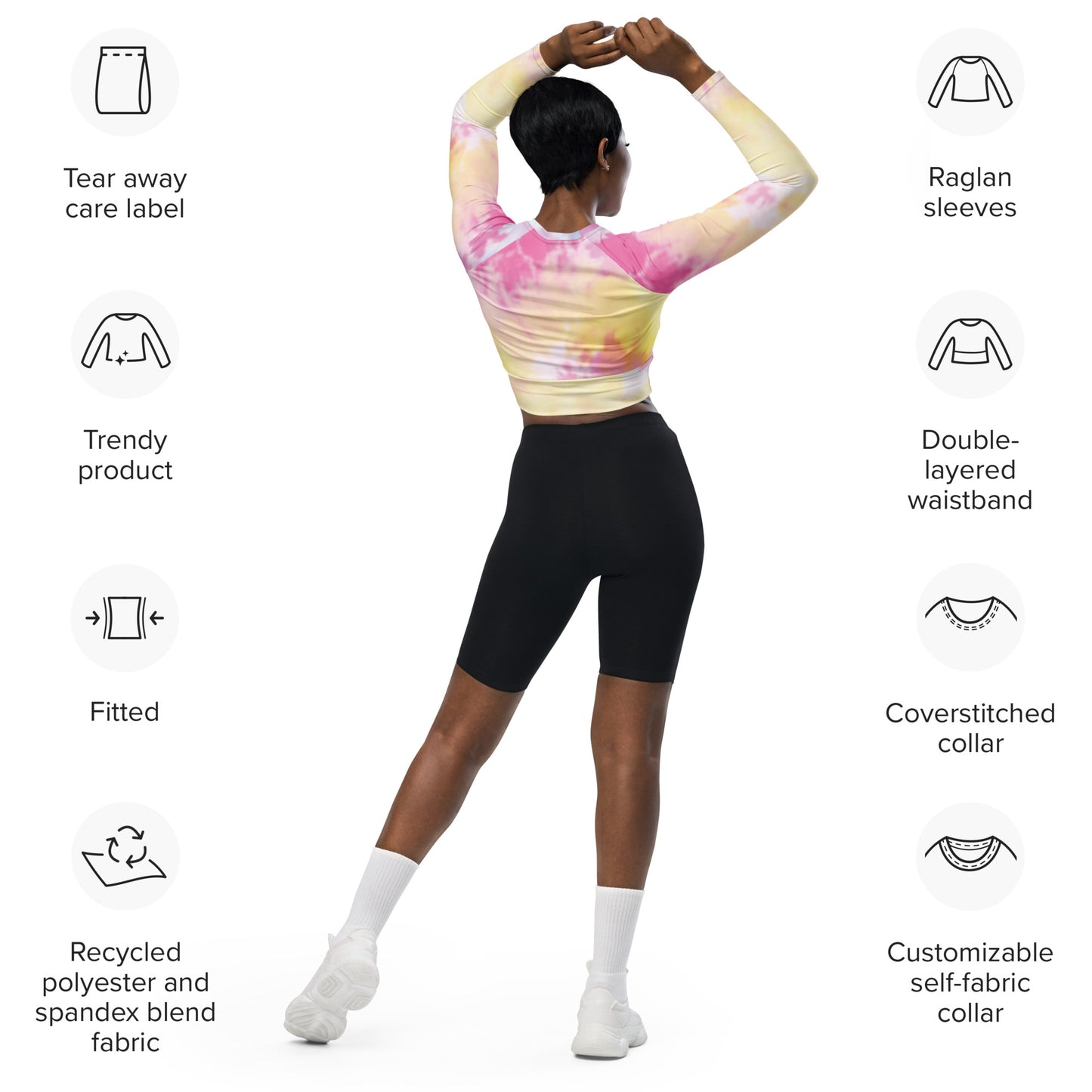 Recycled long-sleeve crop top