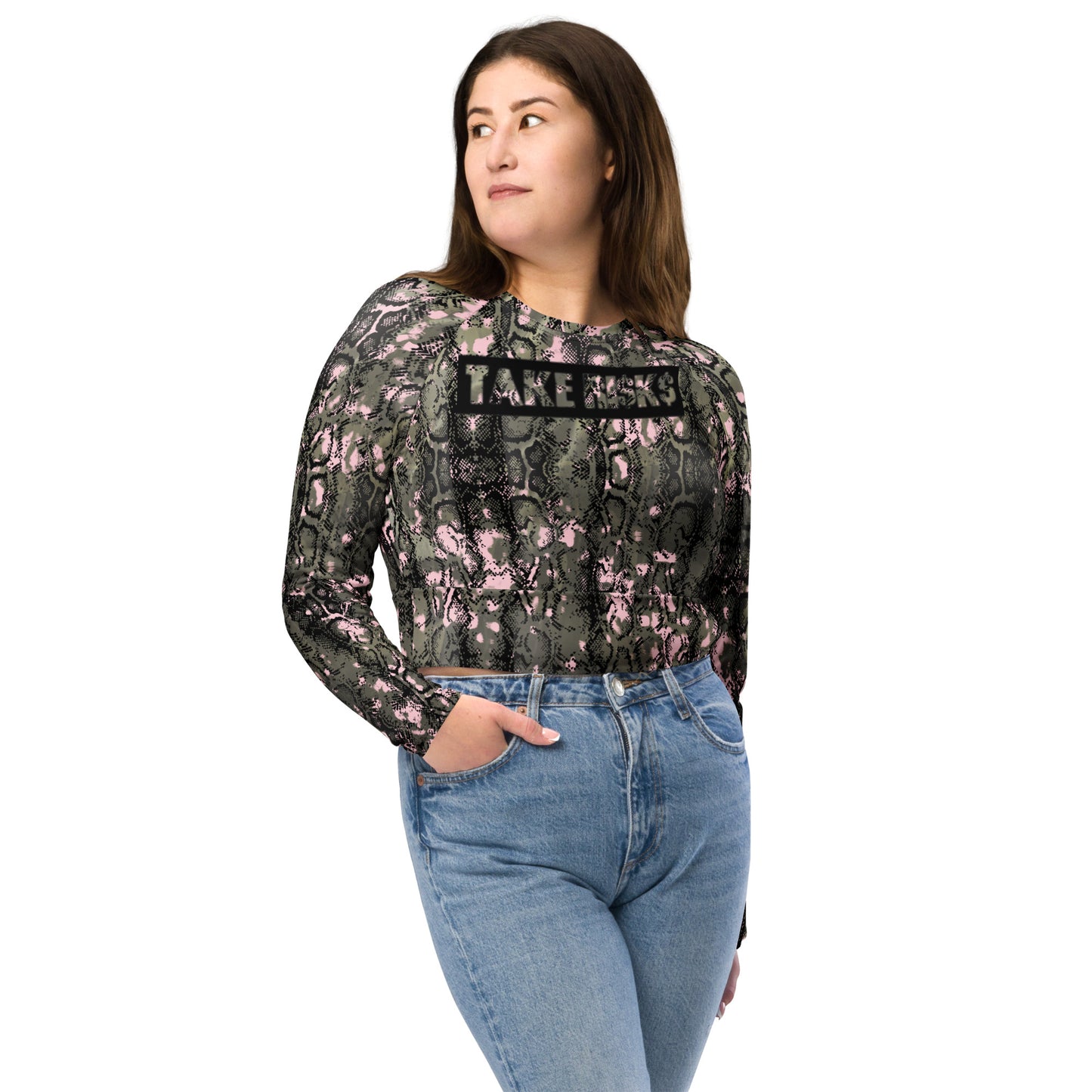 Recycled long-sleeve crop top