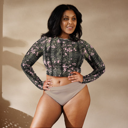Recycled long-sleeve crop top