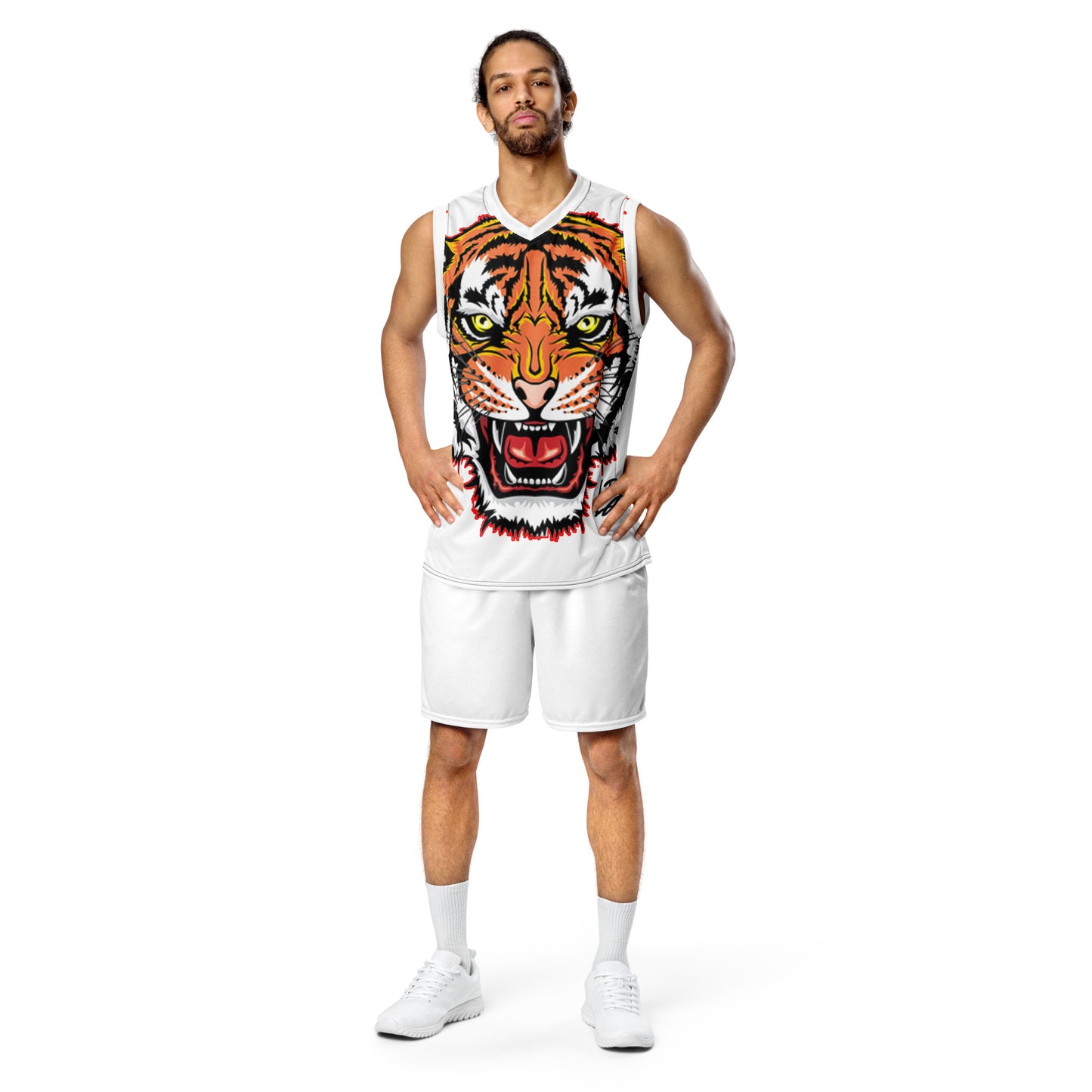 Recycled unisex basketball jersey tiger big front